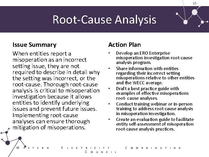 10 Root-Cause Analysis Issue Summary Action Plan When entities report a misoperation as an 10 Root-Cause Analysis Issue Summary Action Plan When entities report a misoperation as an