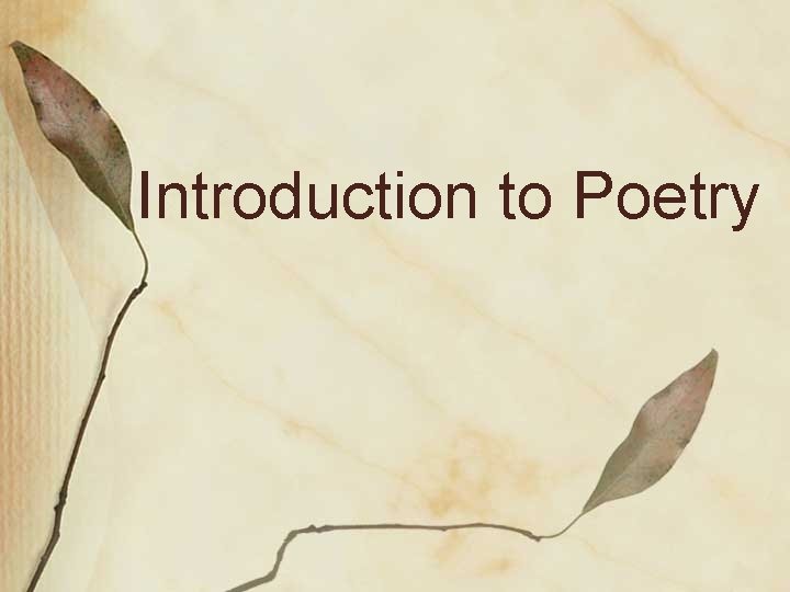 Introduction to Poetry 