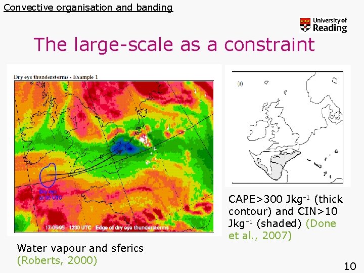 Convective organisation and banding The large-scale as a constraint CAPE>300 Jkg-1 (thick contour) and