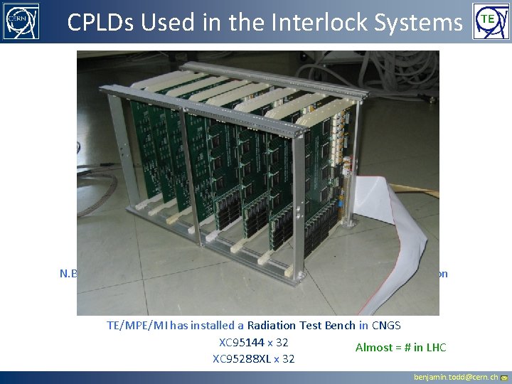 CPLDs Used in the Interlock Systems Beam Interlock System (5 V) 500 nm XC
