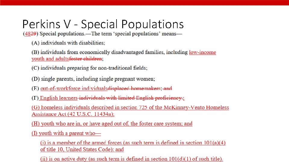 Perkins V - Special Populations 