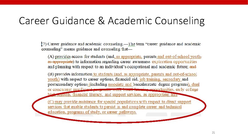 Career Guidance & Academic Counseling 21 