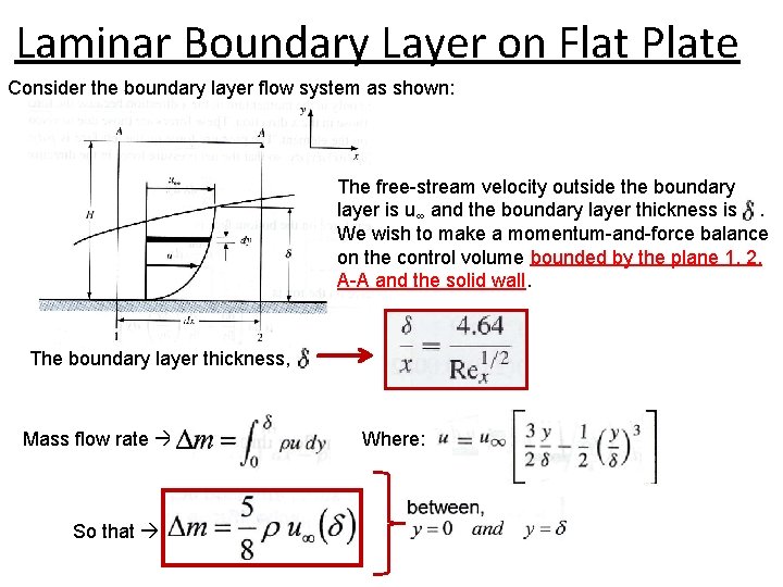 Laminar Boundary Layer on Flat Plate Consider the boundary layer flow system as shown: