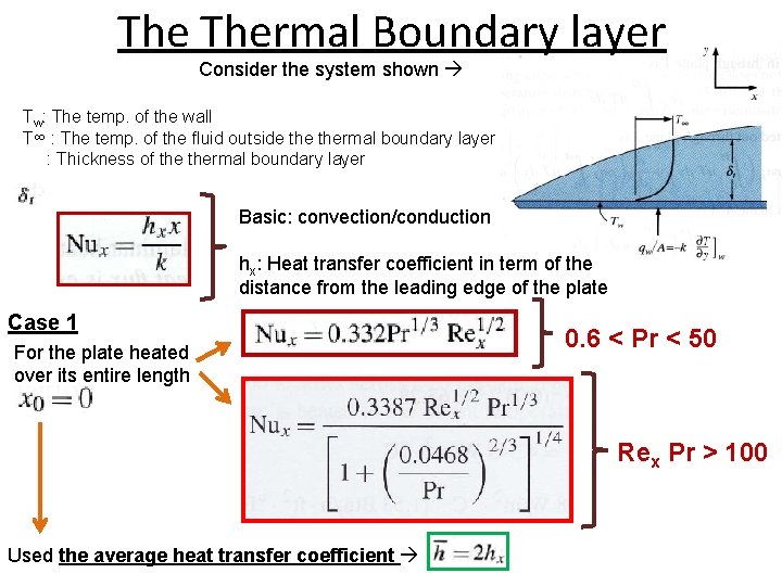 The Thermal Boundary layer Consider the system shown Tw: The temp. of the wall