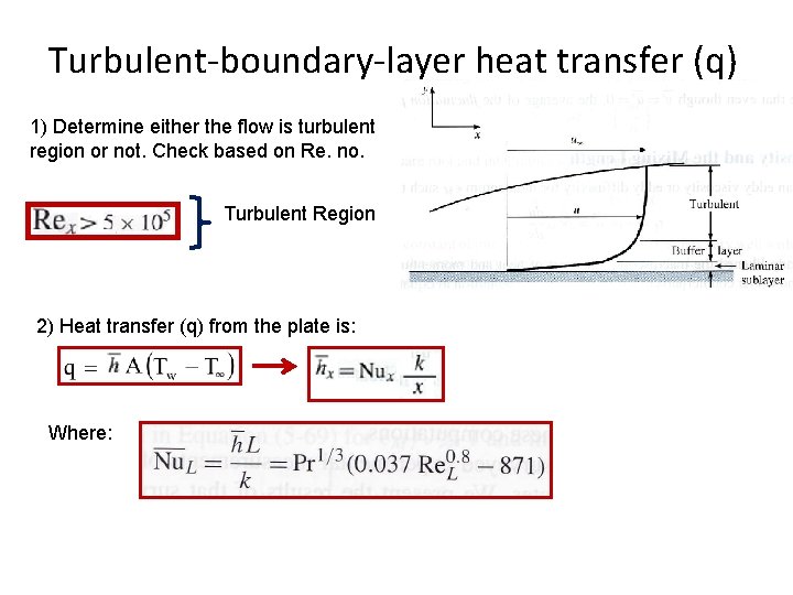 Turbulent-boundary-layer heat transfer (q) 1) Determine either the flow is turbulent region or not.