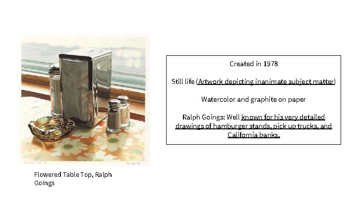 Created in 1978 Still life (Artwork depicting inanimate subject matter) Watercolor and graphite on