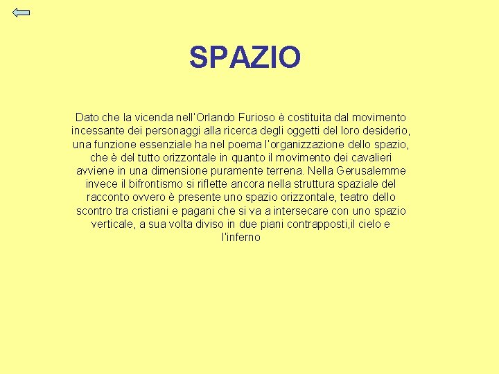 SPAZIO Dato che la vicenda nell’Orlando Furioso è costituita dal movimento incessante dei personaggi