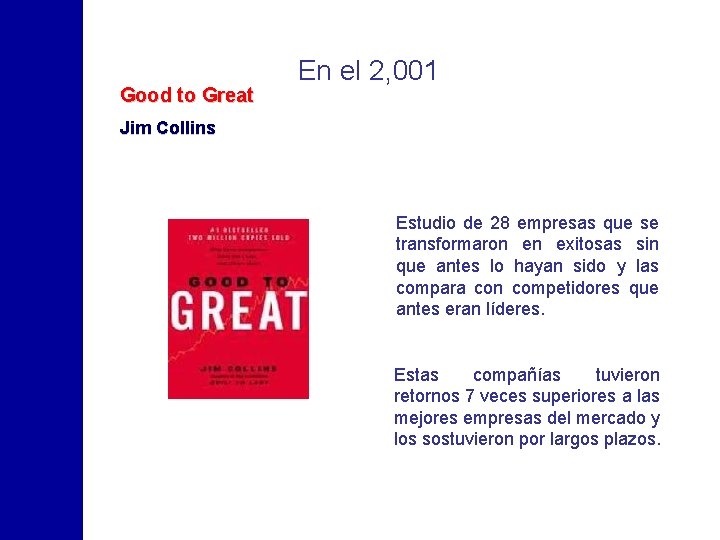 Good to Great En el 2, 001 Jim Collins Estudio de 28 empresas que