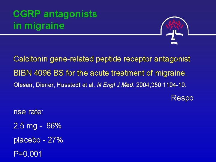 CGRP antagonists in migraine Calcitonin gene-related peptide receptor antagonist BIBN 4096 BS for the