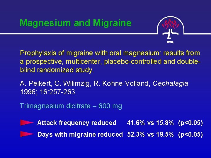  Magnesium and Migraine Prophylaxis of migraine with oral magnesium: results from a prospective,