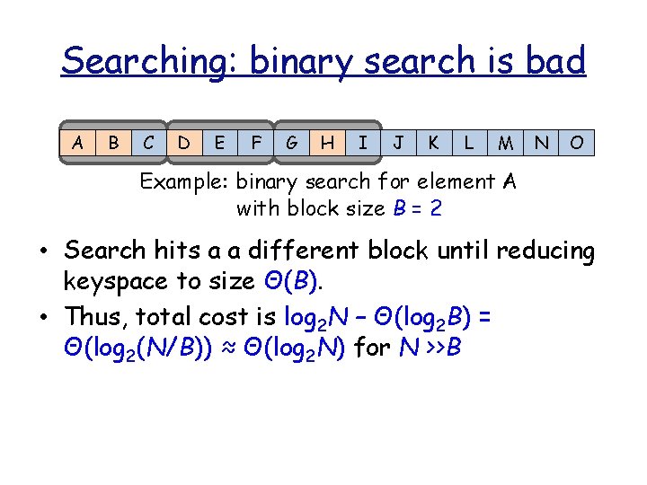 Searching: binary search is bad A B C D E F G H I