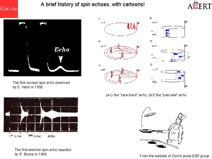 A brief history of spin echoes, with cartoons! The first nuclear spin echo observed