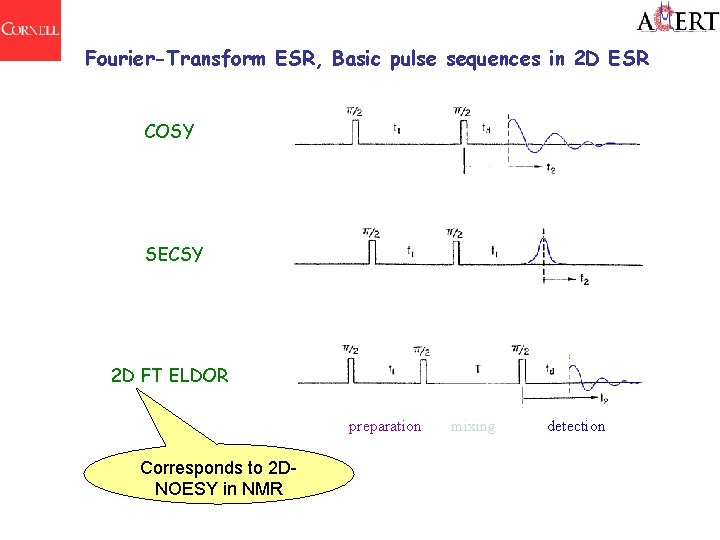 Fourier-Transform ESR, Basic pulse sequences in 2 D ESR COSY SECSY 2 D FT