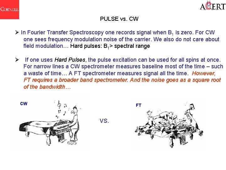 PULSE vs. CW In Fourier Transfer Spectroscopy one records signal when B 1 is