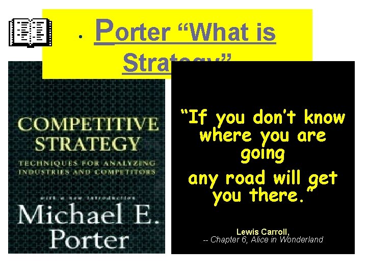 • Porter “What is Strategy” “If you don’t know where you are going • Porter “What is Strategy” “If you don’t know where you are going