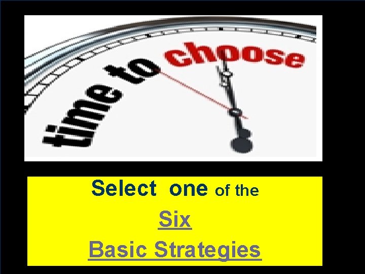 Select one of the Six Basic Strategies Select one of the Six Basic Strategies
