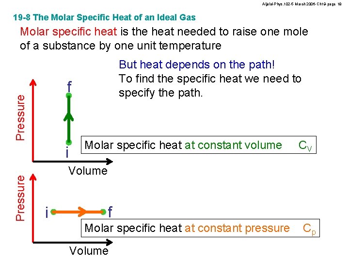 Aljalal-Phys. 102 -5 March 2006 -Ch 19 -page 18 19 -8 The Molar Specific