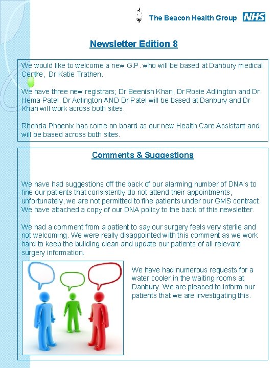 The Beacon Health Group Newsletter Edition 8 We would like to welcome a new