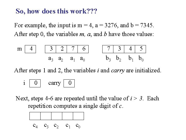 So, how does this work? ? ? For example, the input is m =