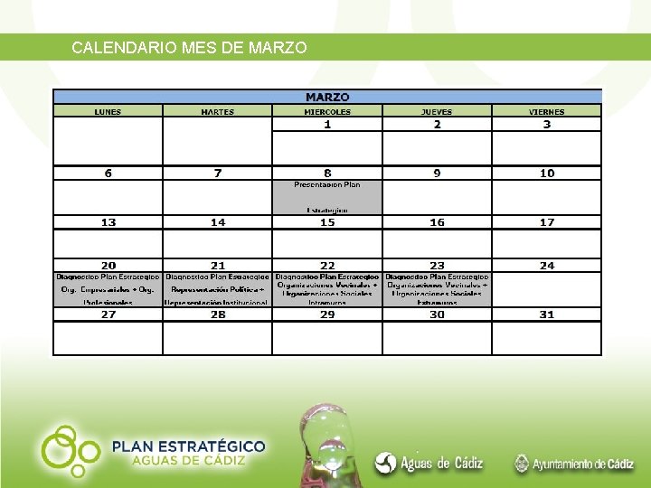 CALENDARIO MES DE MARZO 