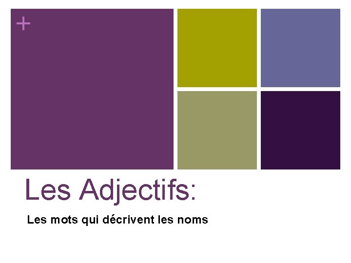 + Les Adjectifs: Les mots qui décrivent les noms 