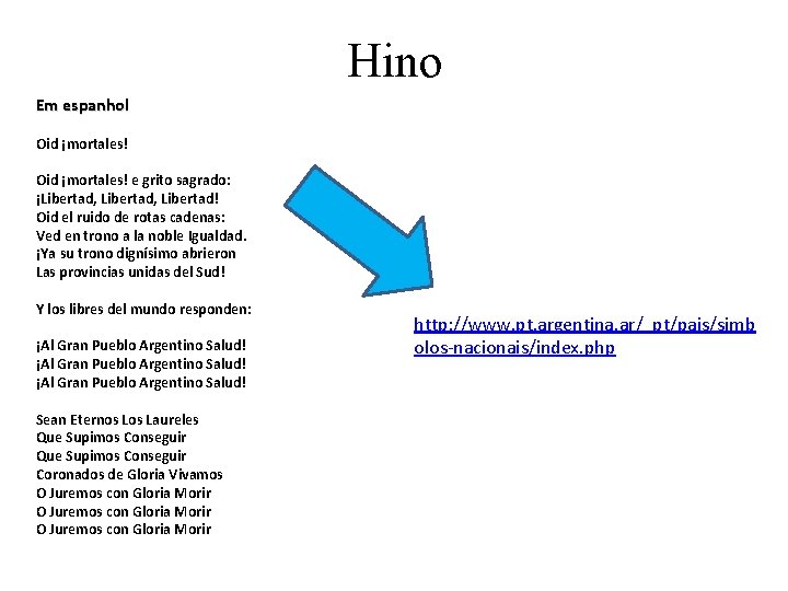 Hino Em espanhol Oid ¡mortales! e grito sagrado: ¡Libertad, Libertad! Oid el ruido de