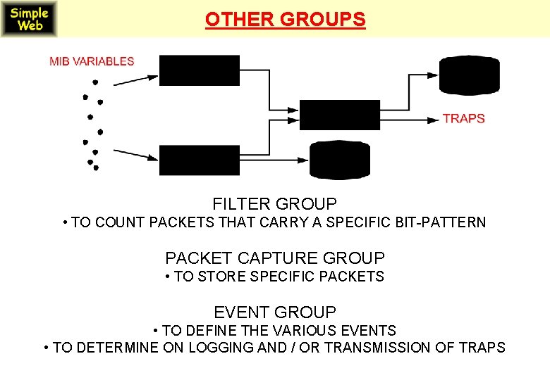 OTHER GROUPS FILTER GROUP • TO COUNT PACKETS THAT CARRY A SPECIFIC BIT-PATTERN PACKET