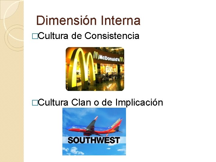 Dimensión Interna �Cultura de Consistencia �Cultura Clan o de Implicación 