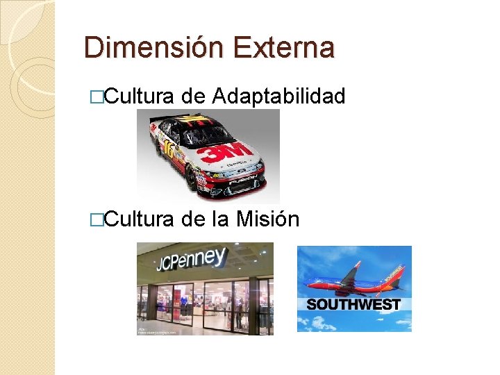 Dimensión Externa �Cultura de Adaptabilidad �Cultura de la Misión 