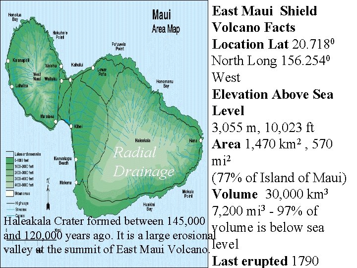 East Maui Shield Volcano Facts Location Lat 20. 7180 North Long 156. 2540 West