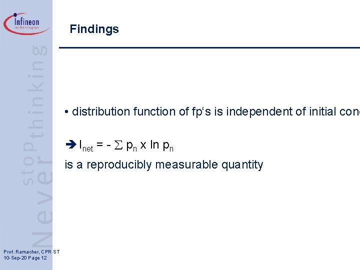 Findings • distribution function of fp‘s is independent of initial cond Inet = -