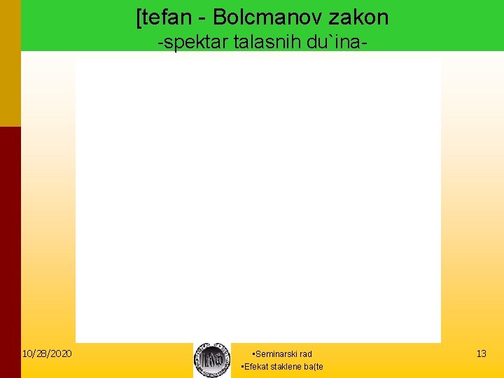 [tefan - Bolcmanov zakon -spektar talasnih du`ina- 10/28/2020 • Seminarski rad • Efekat staklene