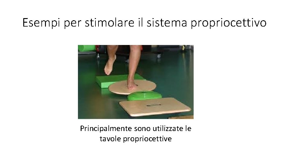 Esempi per stimolare il sistema propriocettivo Principalmente sono utilizzate le tavole propriocettive 