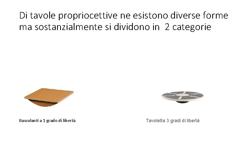 Di tavole propriocettive ne esistono diverse forme ma sostanzialmente si dividono in 2 categorie