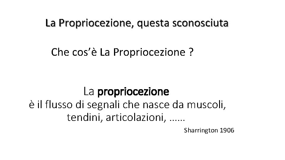 La Propriocezione, questa sconosciuta Che cos’è La Propriocezione ? La propriocezione è il flusso