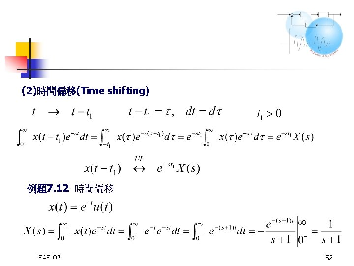 (2)時間偏移(Time shifting) 例題7. 12 時間偏移 SAS-07 52 