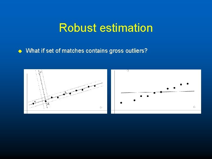 Robust estimation u What if set of matches contains gross outliers? 