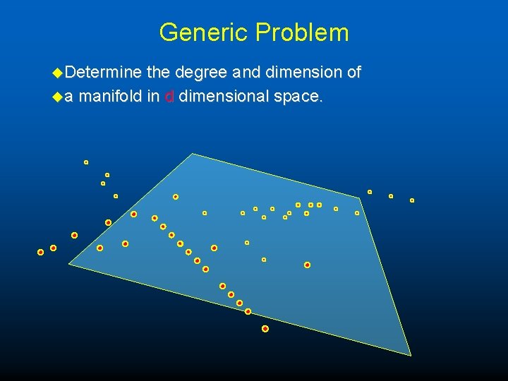 Generic Problem u. Determine the degree and dimension of ua manifold in d dimensional