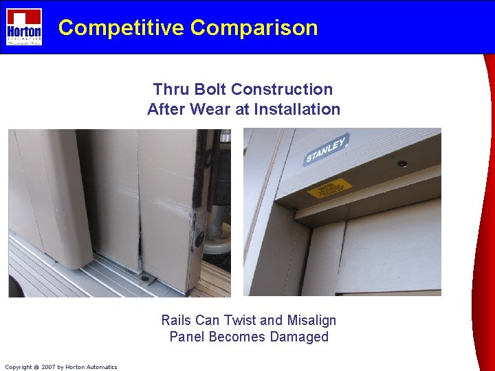 Competitive Comparison Thru Bolt Construction After Wear at Installation Rails Can Twist and Misalign