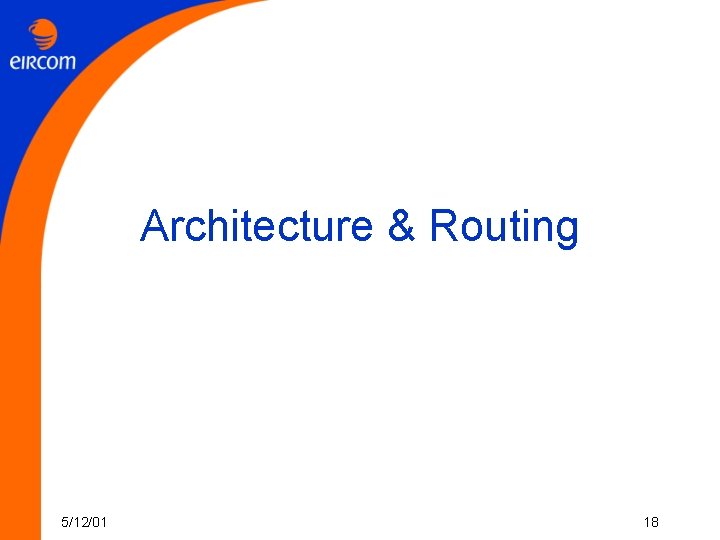 Architecture & Routing 5/12/01 18 