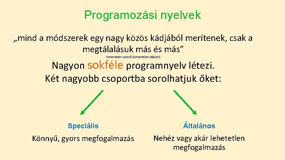 Programozási nyelvek „mind a módszerek egy nagy közös kádjából merítenek, csak a megtálalásuk más