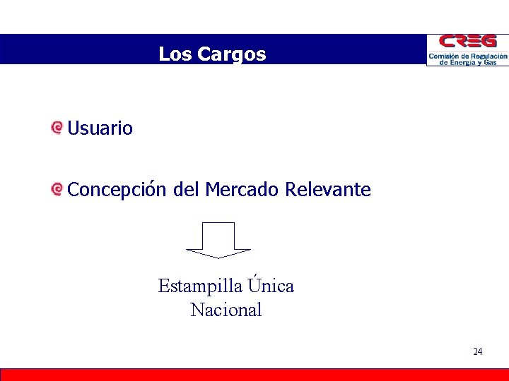 Los Cargos Usuario Concepción del Mercado Relevante Estampilla Única Nacional 24 Los Cargos Usuario Concepción del Mercado Relevante Estampilla Única Nacional 24