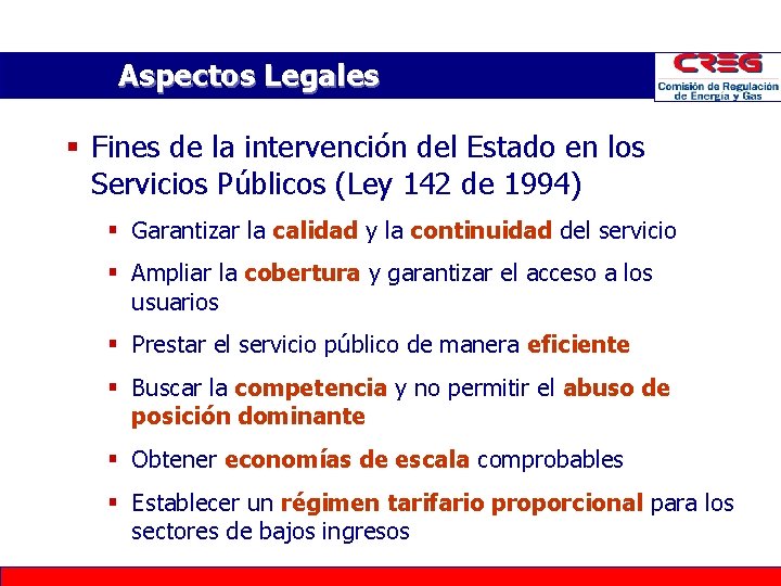 Aspectos Legales § Fines de la intervención del Estado en los Servicios Públicos (Ley Aspectos Legales § Fines de la intervención del Estado en los Servicios Públicos (Ley