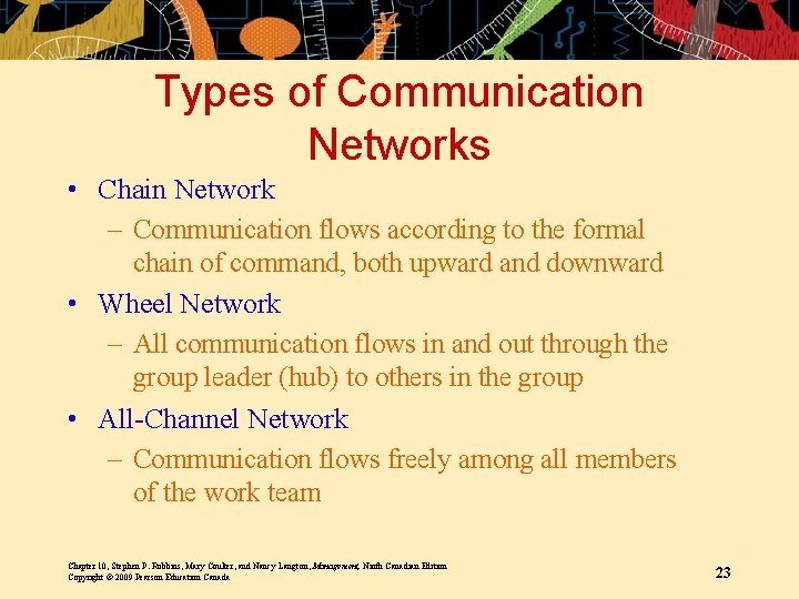 Types of Communication Networks • Chain Network – Communication flows according to the formal