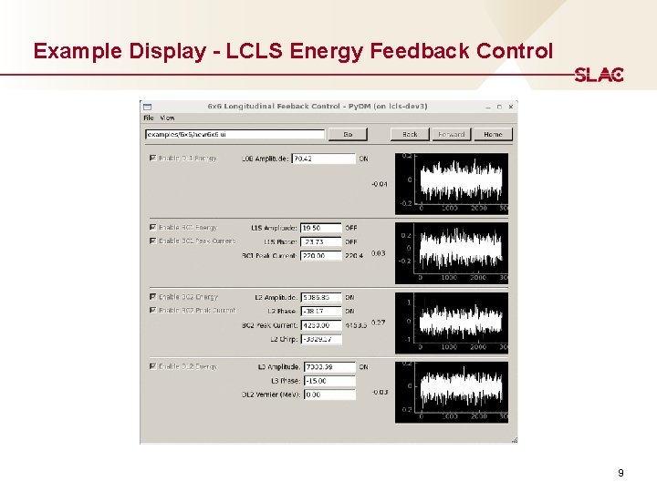 Example Display - LCLS Energy Feedback Control 9 