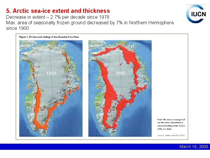 5. Arctic sea-ice extent and thickness Decrease in extent – 2. 7% per decade