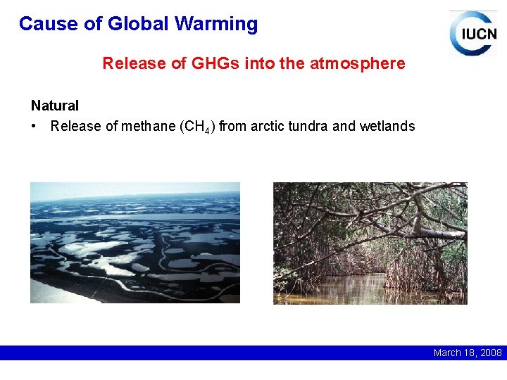 Cause of Global Warming Release of GHGs into the atmosphere Natural • Release of