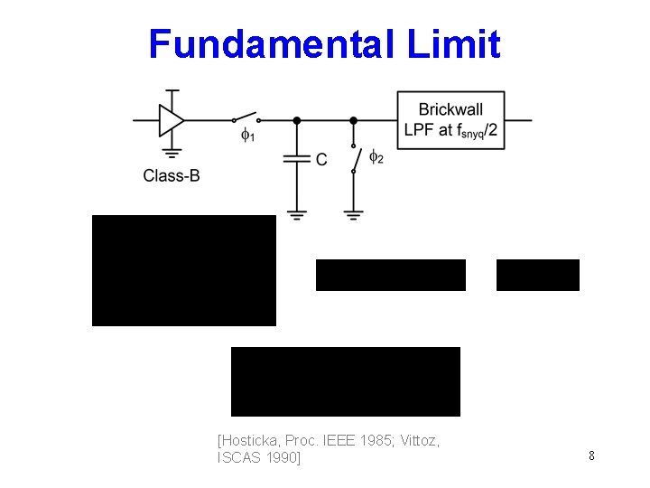 Fundamental Limit [Hosticka, Proc. IEEE 1985; Vittoz, ISCAS 1990] 8 