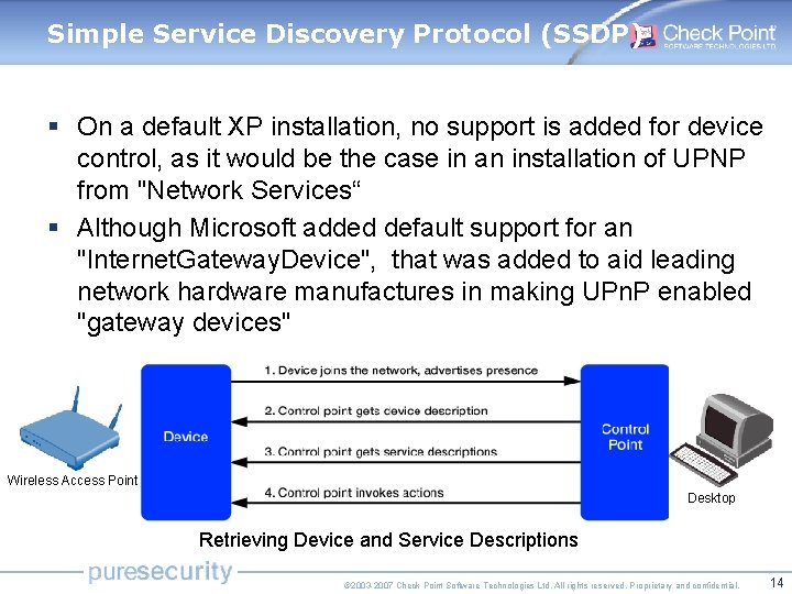 Simple Service Discovery Protocol (SSDP) § On a default XP installation, no support is Simple Service Discovery Protocol (SSDP) § On a default XP installation, no support is