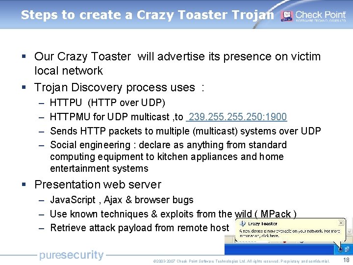Steps to create a Crazy Toaster Trojan § Our Crazy Toaster will advertise its Steps to create a Crazy Toaster Trojan § Our Crazy Toaster will advertise its